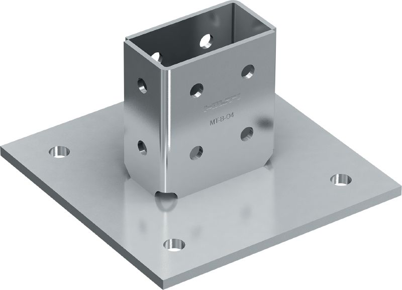 MT-B-O4 3D terhelésű alaplap Alaplapi csatlakozó támasztósín-szerkezetek dübelezére betonhoz és/vagy acélhoz 3D terhelés esetén