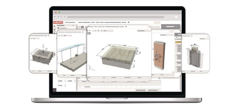 PROFIS Engineering Suite szerkezeti tervező szoftver Szerkezeti tervezésű dűbeltervező szoftver kódok és jóváhagyásokkal, komponens alapú, véges elem módszer számításokkal, valamint sokféle rögzítési módszerrel Alkalmazások 1