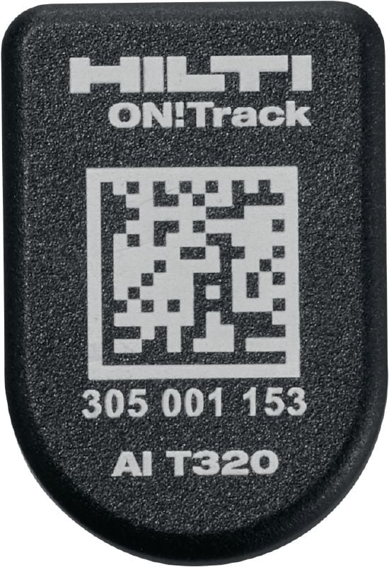 AI T320 ON!Track Bluetooth® intelligens címke Tartós eszközcímke az építőipari berendezések helyének és használati igényének nyilvántartására a Hilti ON!Track nyilvántartórendszeren keresztül – az eszközpark optimalizálására és gyorsabb menedzselésére